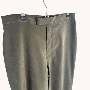 INCLINATIONS Olive Green Soft Suede Feel Straight Leg Pants Size 12 NWT